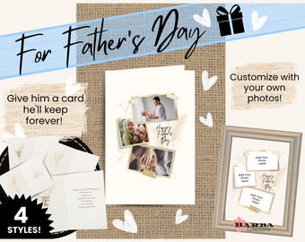 Fathers Day Card – Custom Photo Wheat Grass Design, Cardstock, Dads Gift Physical Greeting Card