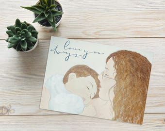 Zen Mom Greeting Card – Original Watercolor Art, Love You Always