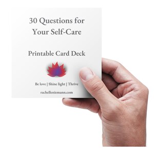 Baralho de cartas para impressão: 30 perguntas reflexivas para seu autocuidado