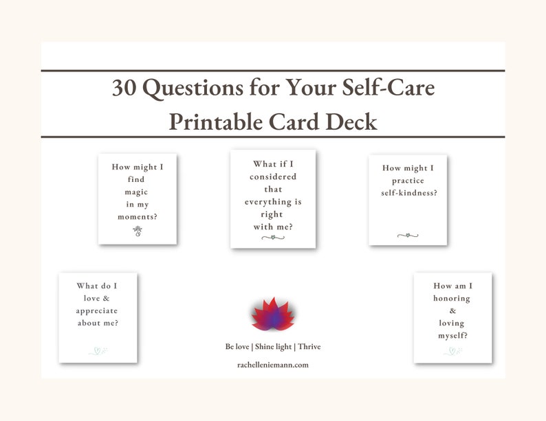 Printable Card Deck: 30 Reflective Questions for Your Self-care - Etsy