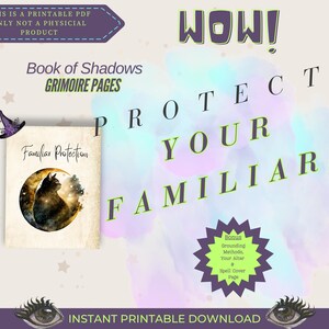 Familiar Protection Spell: Book of Shadows Printable Pages (PDF Download)