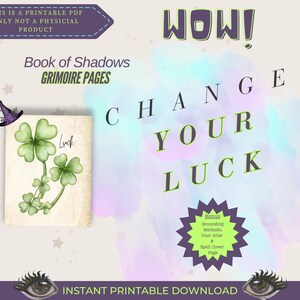 Luck Spell: Book of Shadows Printable Pages (PDF Download)