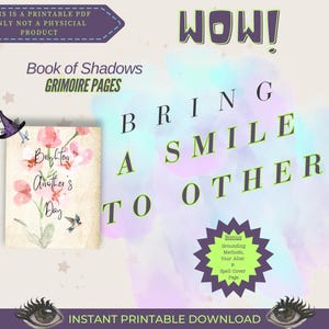 Brighten Another&#39;s Day Spell: Book of Shadows Printable Pages (PDF Download)