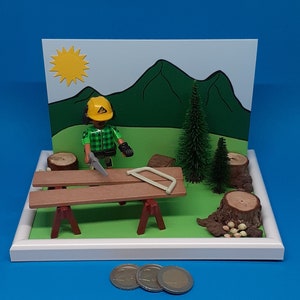 Geldgeschenk Tischler Forstarbeiter 3D Glückwunschkarte Geburtstag 3D Grußkarte Geldgeschenk Gutschein einzigartig originell