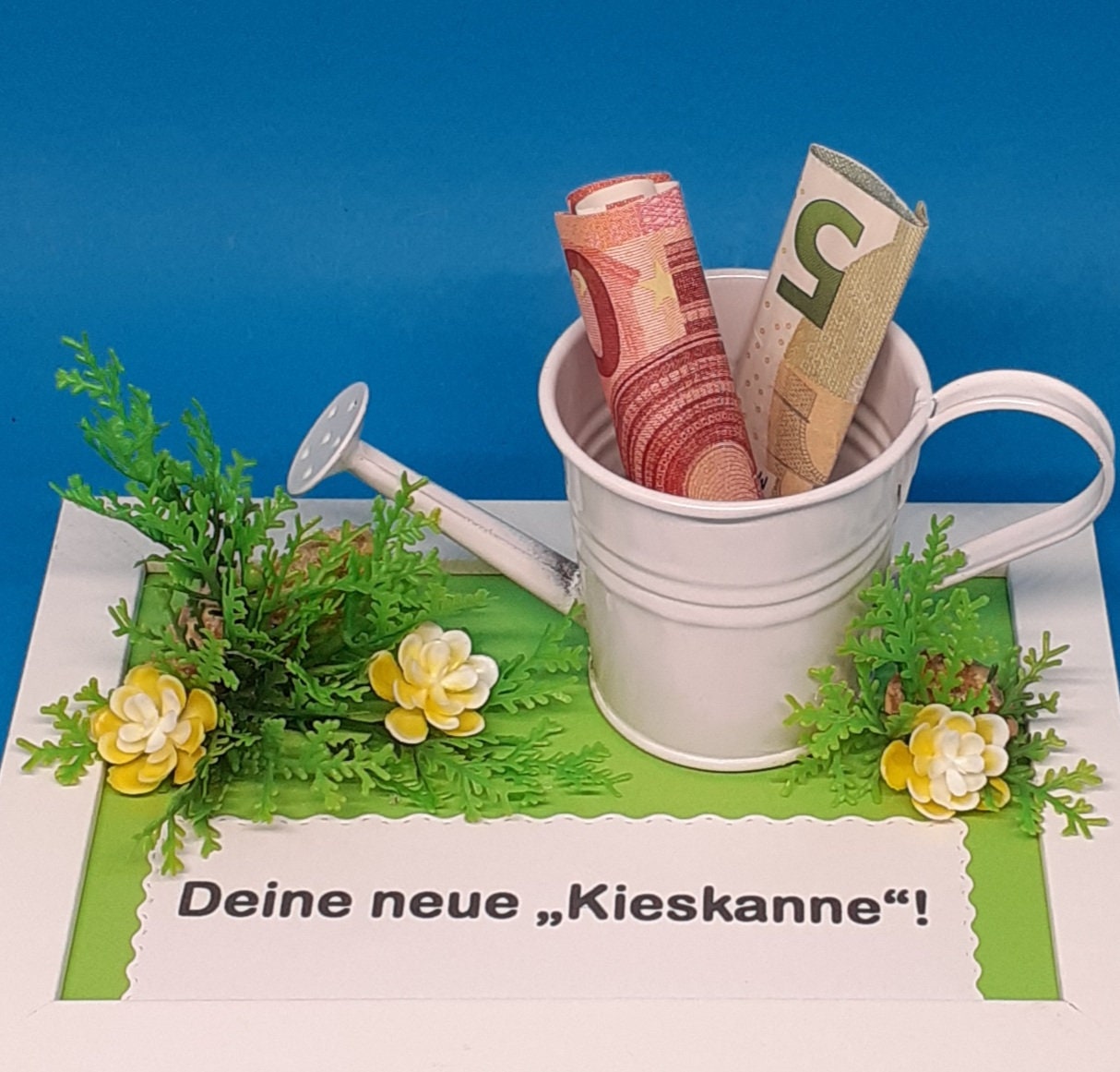 Geldgeschenk Kieskanne lustiges Geldgeschenk 3 D Karte Geschenkidee
