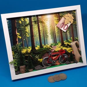 Geldgeschenk Fahrrad E-Bike Mountainbike Fahrradtour Fahrradhelm Gutschein 3D Bilderrahmen Karte Geldverpackung