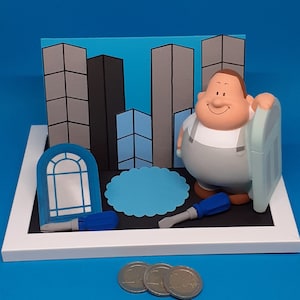 Geldgeschenk Fensterbauer Glaser Tischler Schreiner 30., 40., 50., 60. 70. Geburtstag Hausbau Renovierung 3D Glückwunschkarte Beruf lustig