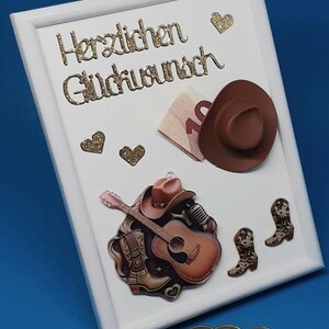 Geldgeschenk Line Dance Cowboystiefel Cowboyhut Tanzkurs tanzen 3D Bilderrahmen Geburtstagskarte Gutschein einzigartig originell besonders