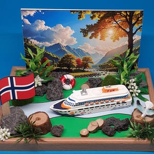 Geldgeschenk Fjord AIDA MSC Mein Schiff Kreuzfahrt Schiffsreise Urlaub Skandinavien Norwegen 3 D Karte Reisegutschein Urlaubsgeld