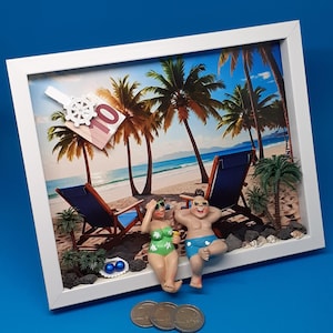 Geldgeschenk Nordsee Ostsee Urlaub Strand Muscheln Gutschein 3D Bilderrahmen Karte Geldverpackung