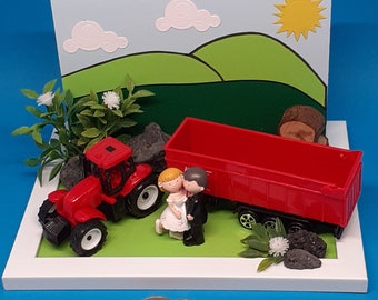 Geldgeschenk Hochzeit Bauernhochzeit Brautpaar Landwirt Traktor Bauer sucht Frau 3 D Glückwunschkarte einzigartig