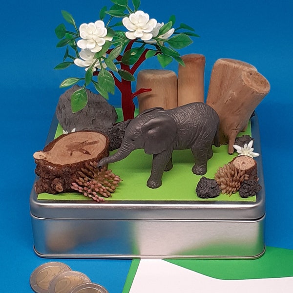 Geschenkbox Gutschein Elefant Zoobesuch Zoo Tierpark Safari Safaripark Wildtiere Geldgeschenk Geschenkschachtel lustig originell einzigartig