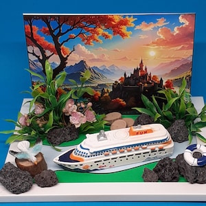Geldgeschenk Flusskreuzfahrt Donau Rhein Havel Elbe AIDA MSC Mein Schiff Kreuzfahrt Schiffsreise Urlaub 3 D Karte Reisegutschein Urlaubsgeld