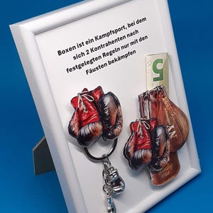 Geldgeschenk Boxer Boxhandschuhe Boxsack Boxkampf Gutschein Geschenk im Bilderrahmen Geburtstagskarte Geldgeschenkverpackung zauberhaft