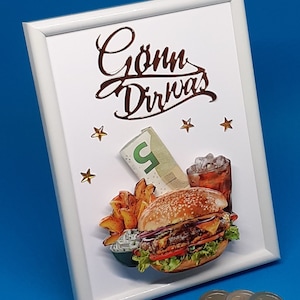 Geldgeschenk Burger Pommes Gutschein Geldgeschenkverpackung 3 D Grußkarte einzigartig originell besonders