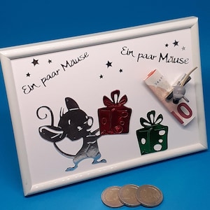 Geldgeschenk Mäuse für Dich Geld verpacken Geld verschenken Geburtstagskarte im Bilderrahmen Geschenkidee einzigartig originell besonders