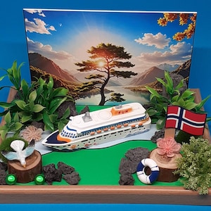 Geldgeschenk Fjord AIDA MSC Mein Schiff Kreuzfahrt Schiffsreise Urlaub Skandinavien Norwegen 3 D Karte Reisegutschein Urlaubsgeld