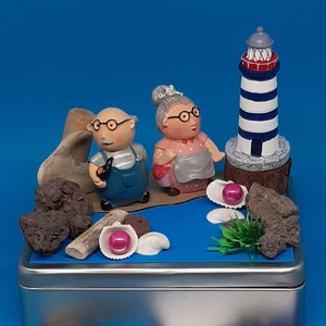 Geschenkbox Rentner Rentnerin Oma Opa Ruhestand Insel Leuchtturm Geschenkschachtel Geldgeschenk lustige Geschenkidee originell
