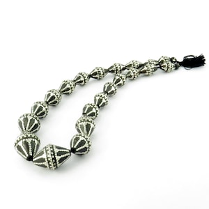 925 Silver with Black Wooden Bead Necklace for Young Adults Wooden Necklace For Boys /Adult Necklace /African Necklace for Unisex