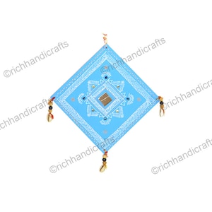 Blue Wall Hanging Wooden Indian Rajasthani Art Decor Wall Decor