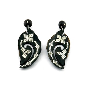 925 Sliver Wooden Earring Indian Handcrafted Gift for Girls and Women Light Weight Dangle with Stud