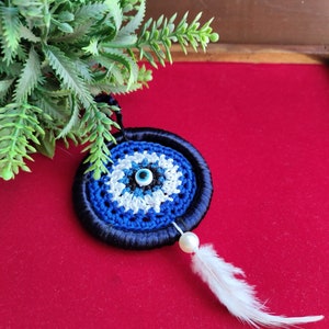 Evil Eye Dreamcatcher | Handmade Wall Hanging | Crochet Wall Decor | Good Luck Charm Spiritual Protection | House Warming Gift