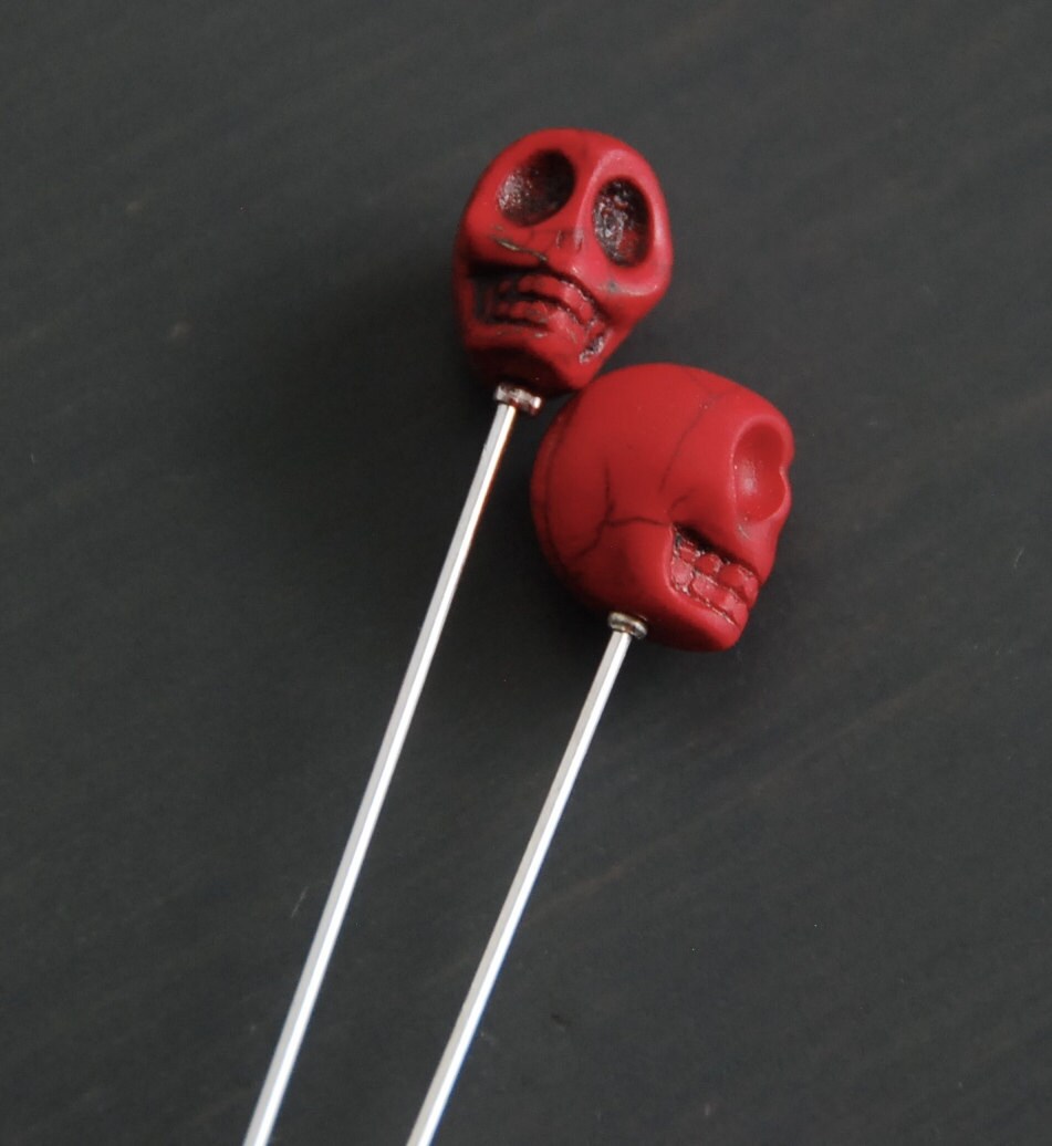 Red skull hat pin lapel pin scarf pin stick pin. Etsy
