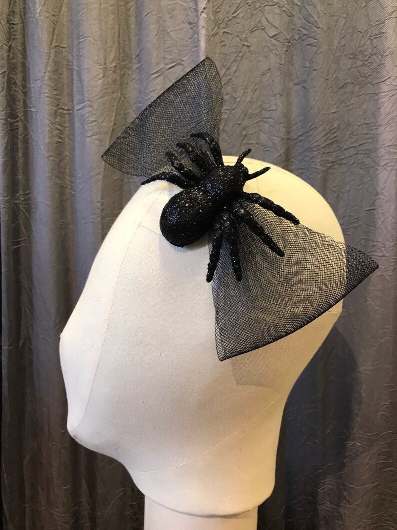Hair Clip Gothic Spider Black Hair Bow; Statement Hair Bow