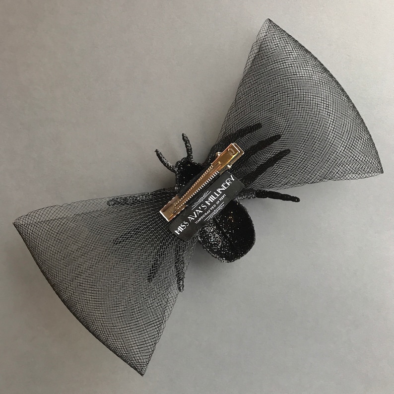 Hair Clip Gothic Spider Black Hair Bow; Statement Hair Bow
