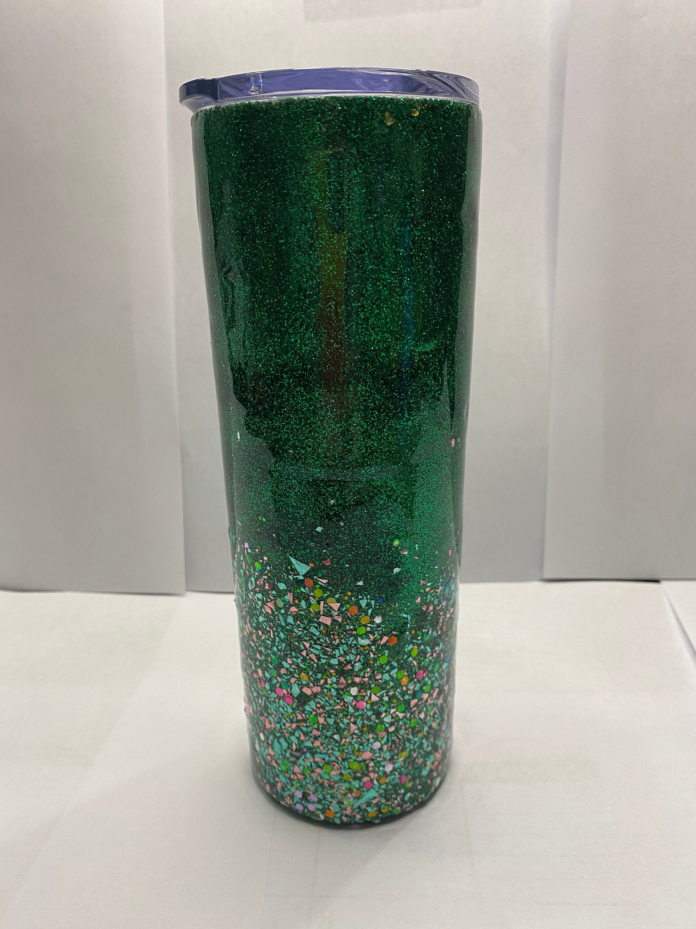 Green Glitter Tumbler Etsy
