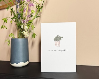 Cartão de felicitações ilustrado à mão com tema de plantas | Cartão engraçado para amantes de plantas "Inacreditável" | Interior em branco
