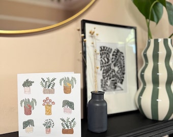 Botanical Art Greeting Card | Hand Illustrated Plant Design | Blank Inside for Plant Lovers