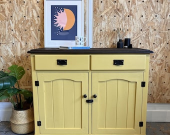 Upcycled Mustard Yellow Farmhouse Sideboard