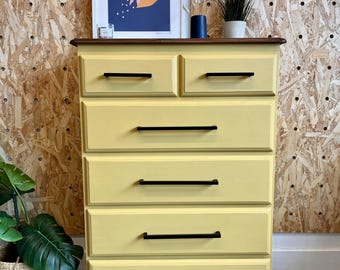 Upcycled Mustard Yellow Chest of Drawers
