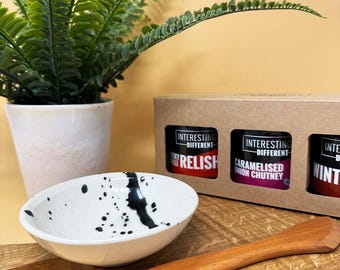 Trio of Artisan Chutney gift set/ Small batch produced. Chilli Relish, Onion Chutney, Winter Fruit Chutney