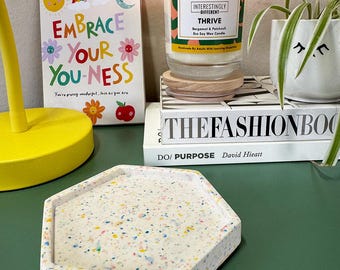 Handmade Jesmonite Multi-coloured Confetti Terrazzo Hexagon