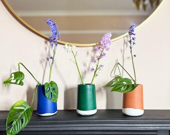 Handmade Vibrant Dipped Jesmonite Vases | Colourful Dopamine Decor Bud Vase