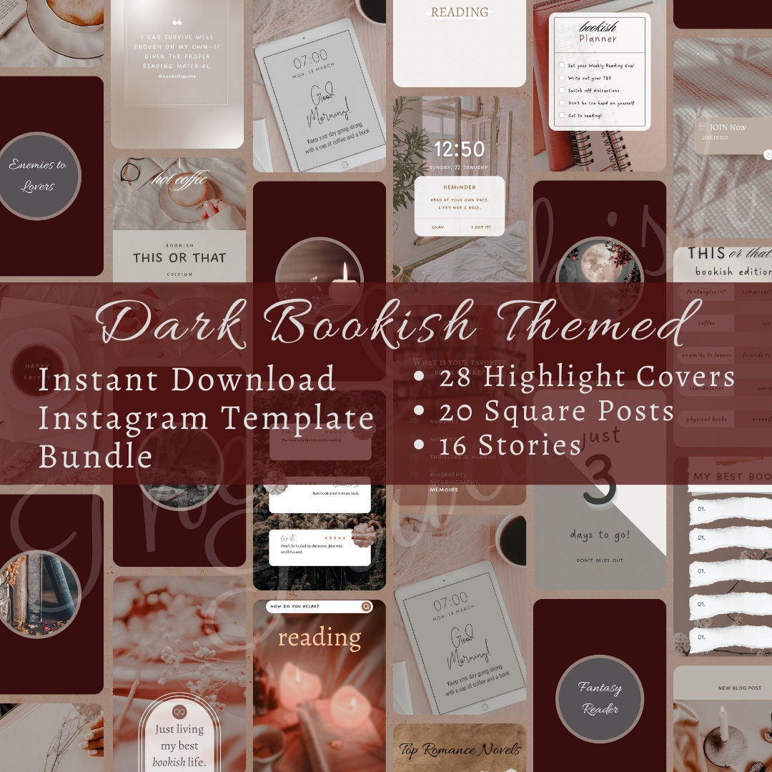 64 Dark & Moody Bookish Instagram Bundle Beige Bundle Bookstagram ...
