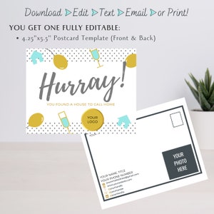 DIY Printable New House Buyer Congratulations Card Template Digital Realtor Gift Real Estate Agent Postcard Note Download Digital Card