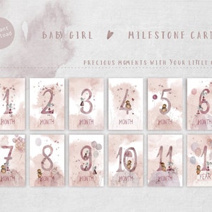 Cartes Baby Milestone 12x, Milestone imprimable, Aquarelle, Baby Milestone, Cartes imprimables, Cartes Baby Month, Téléchargement Numérique, Boho