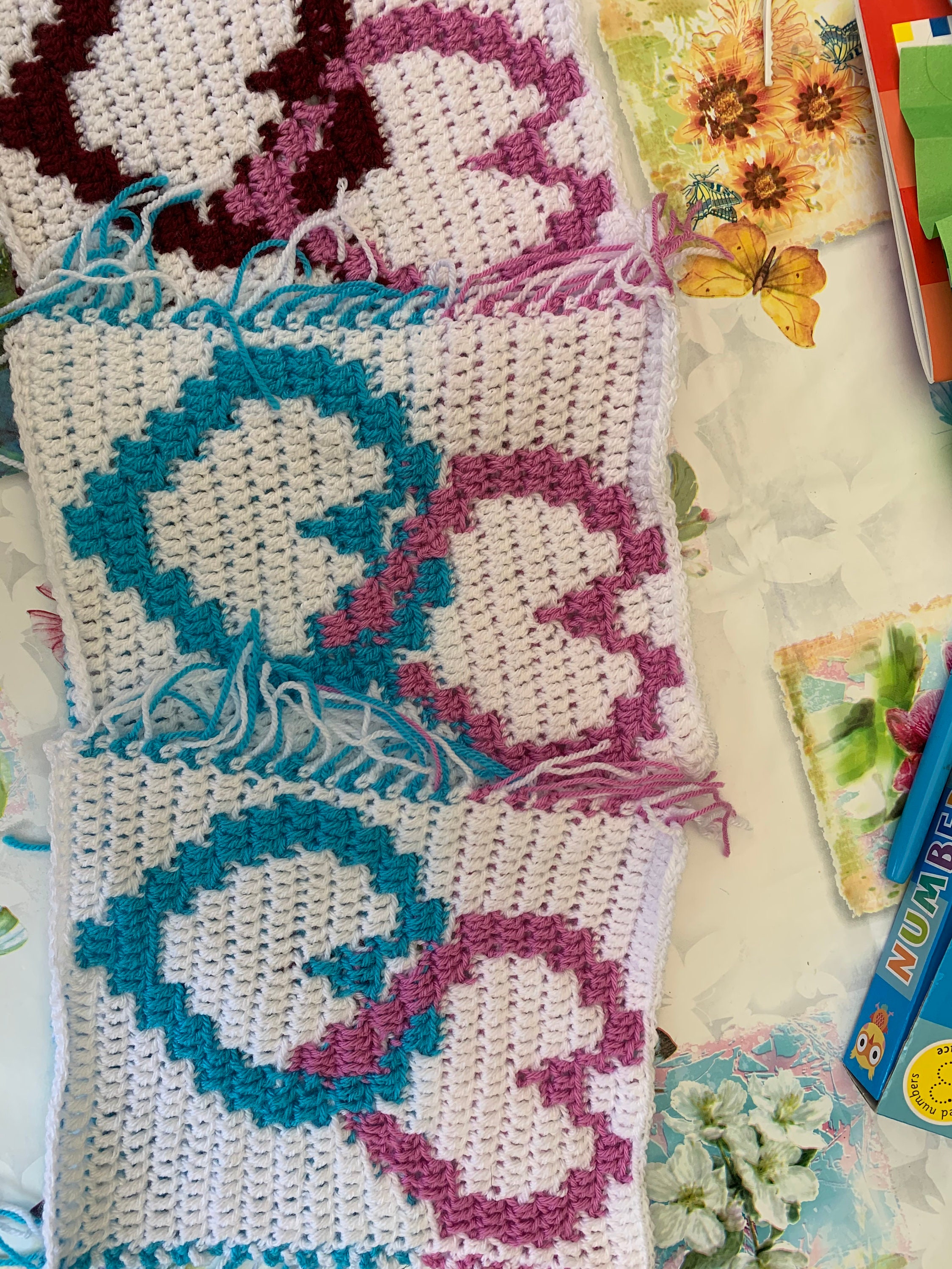 Interlocking Hearts Mosaic Crochet Pattern Fahmina Etsy UK