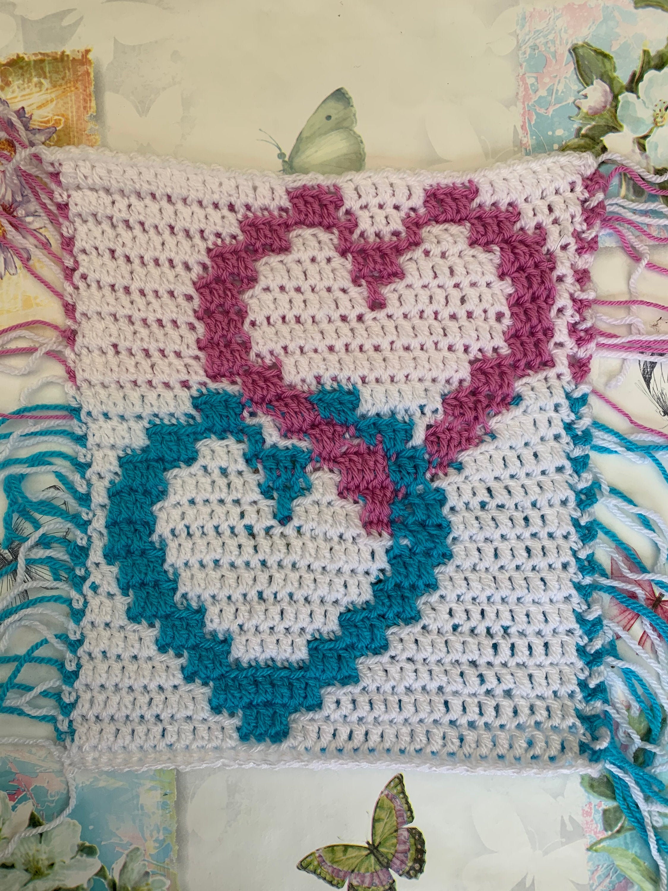 Interlocking Hearts Mosaic Crochet Pattern Fahmina Etsy UK