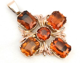 Antique Gold & Hessonite Garnet Pendant