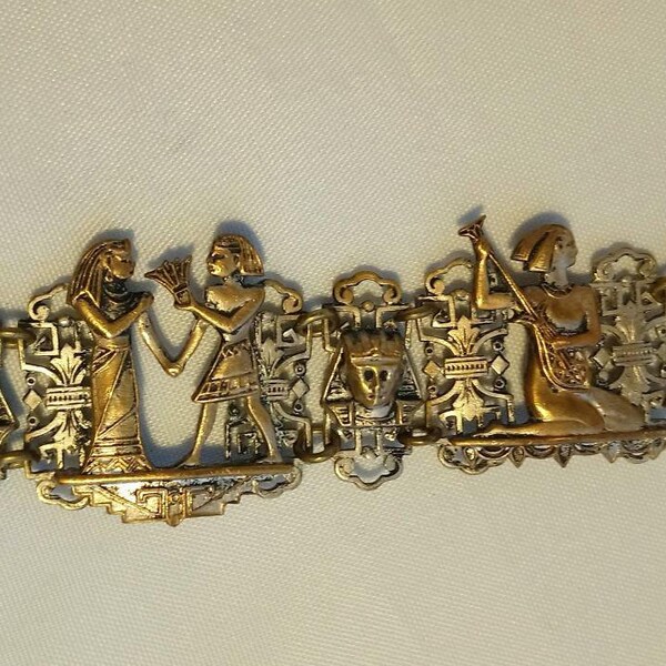 Egyptian Revival Antique Czech Filigree Bracelet