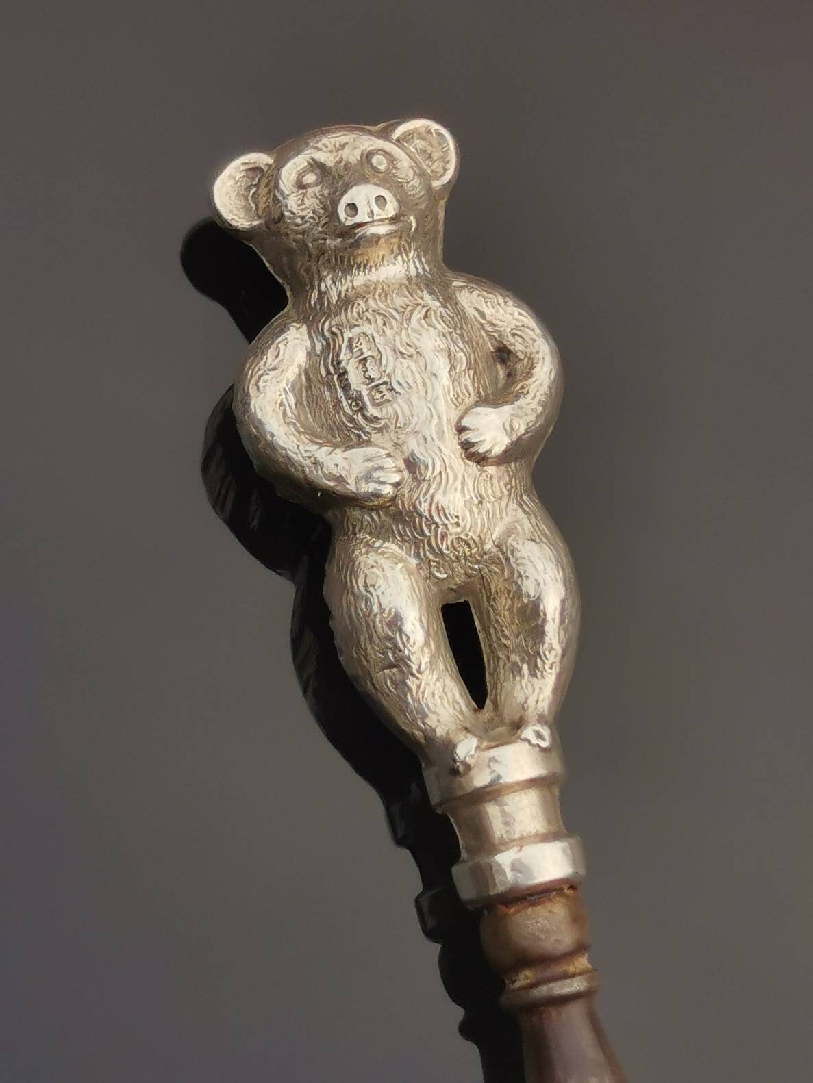 Image of 1909 English Silver Hallmarked Teddy Bear Button Hook