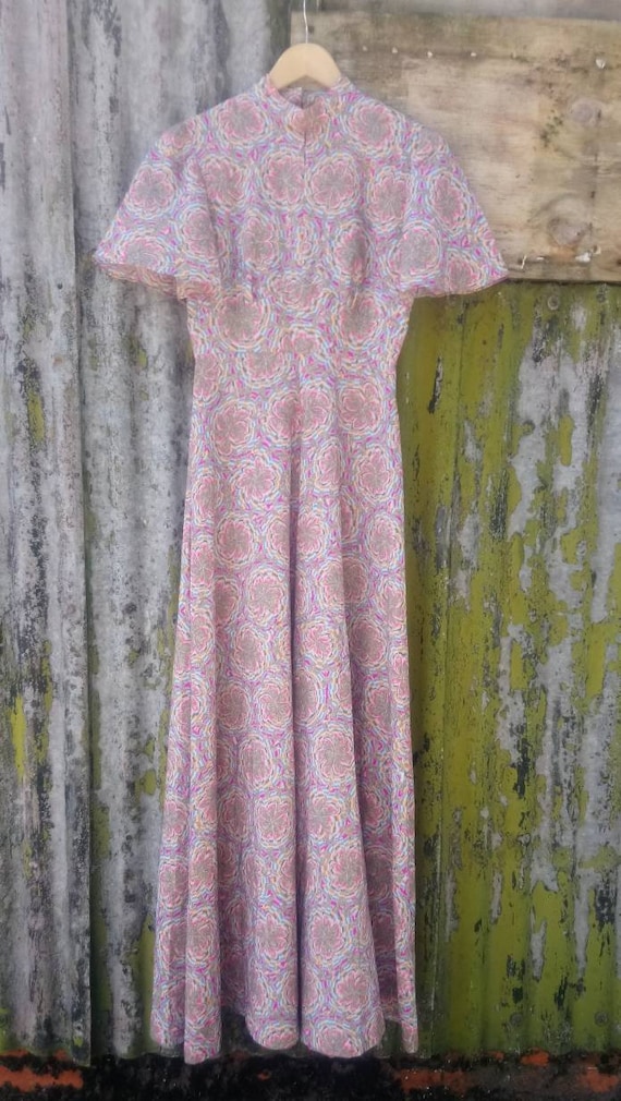 1970s Psychedelic Print Maxi with Angel Sleeves, K