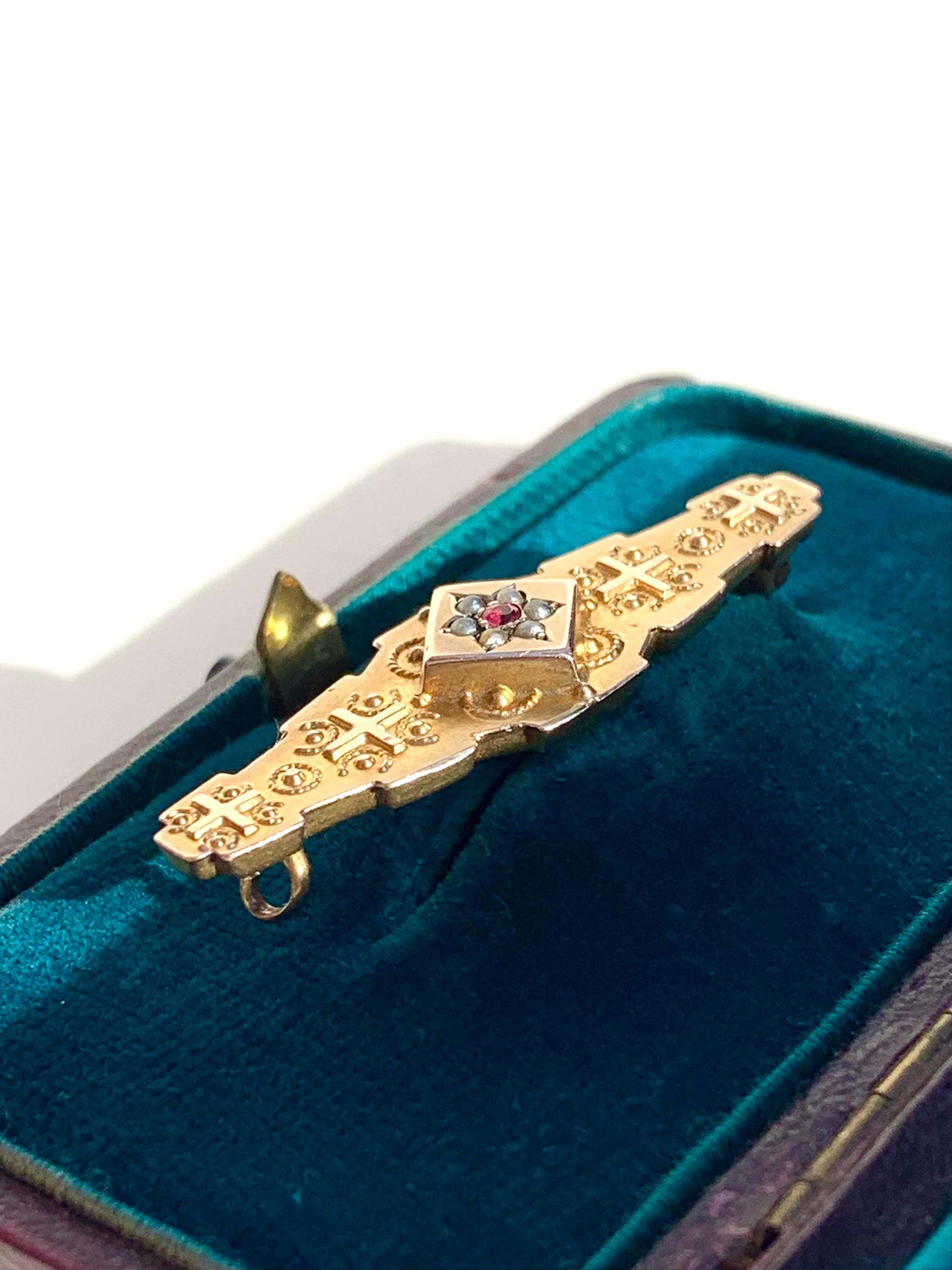 Broche Édouardienne Vintage En Or 9 Carats Doré - Antiquité Anglaise (Pre-1920)