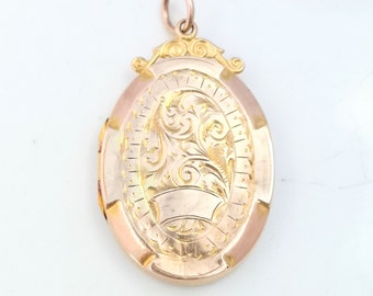 Edwardian 9ct Rose Gold Engraved Oval Locket