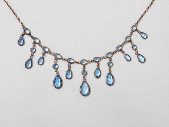 Antique Blue Paste Fringe Necklace