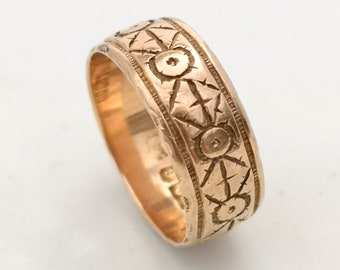 1910 9ct Rose Gold Carved Band